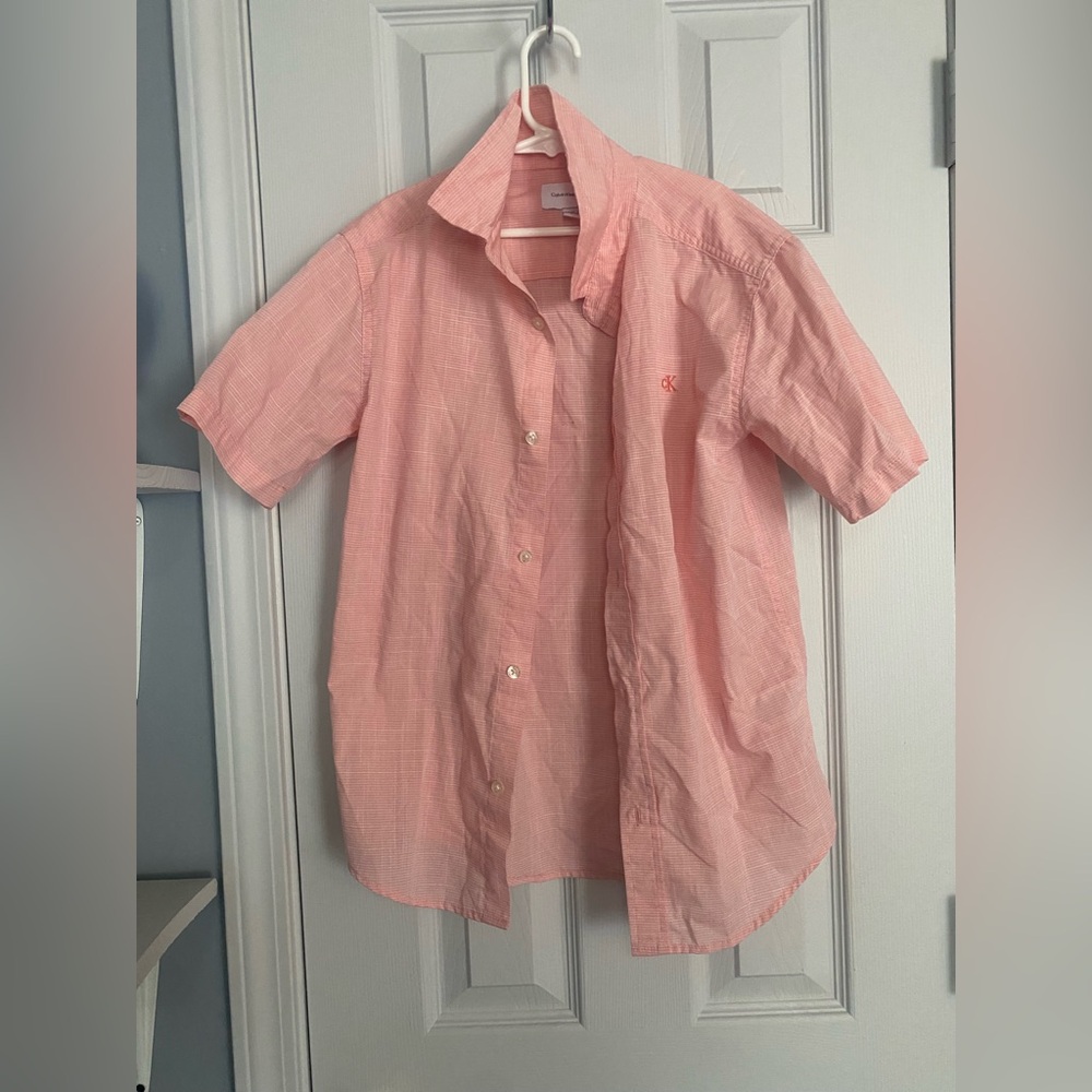 Calvin Klein Jeans Boys' Light Pink Short-Sleeve Button-Down Shirt